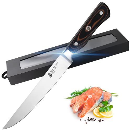  TUO Slicing Knife 8 inch Slicing Carving Meat Cutting Knife German Stainless Steel Straight Bread Knife G10 Ergonomic Handle with Gift Box Legacy Series