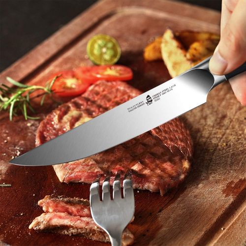  TUO Kitchen Steak Knife 5 inch Straight Single Steak Knife German HC Steel Dinner Table Knife Full Tang Pakkwood Handle Falcon Series with Gift Box