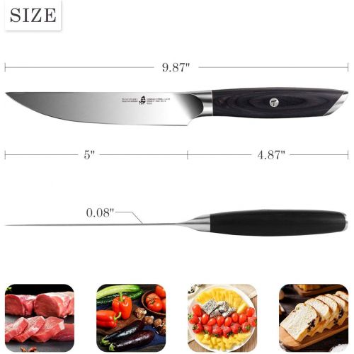  TUO Kitchen Steak Knife 5 inch Straight Single Steak Knife German HC Steel Dinner Table Knife Full Tang Pakkwood Handle Falcon Series with Gift Box