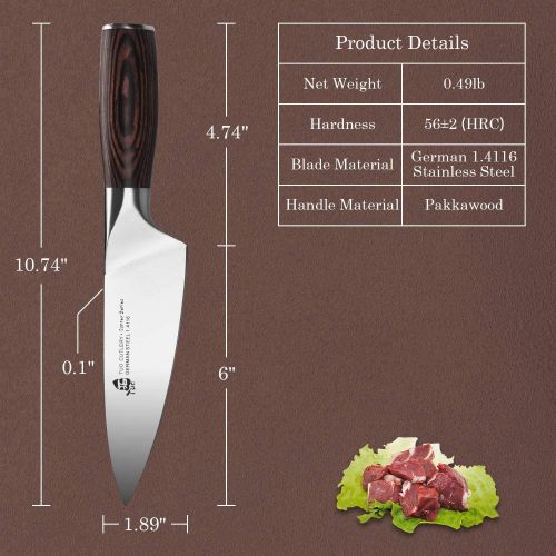  TUO Chef Knife 6 inch Professional Kitchen Cooking Knife Japanese Gyuto Knives Vegetable Meat and Fruit German HC Stainless Steel Ergonomic Pakkawood Handle Osprey Series w