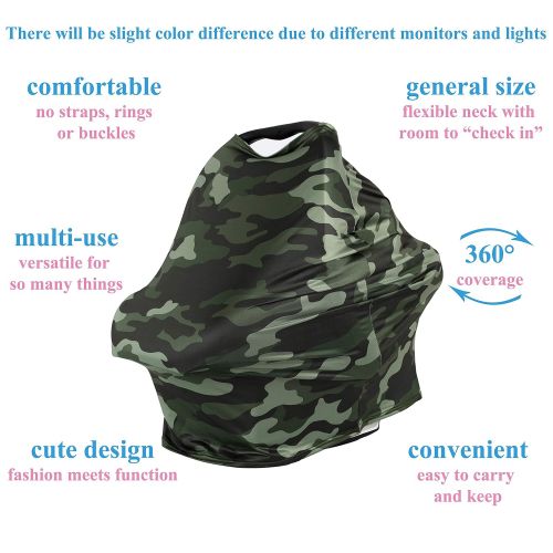  [아마존베스트]TUOKING Multi Colorful Patterned Nursing Cover Multi-Use Baby Car Seat Cover (Camouflage)