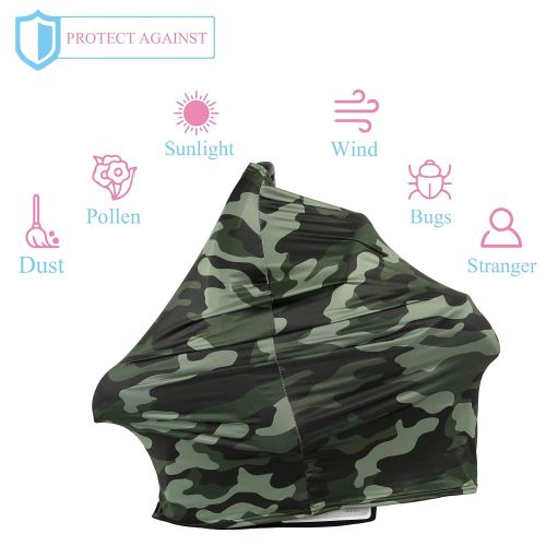  [아마존베스트]TUOKING Multi Colorful Patterned Nursing Cover Multi-Use Baby Car Seat Cover (Camouflage)