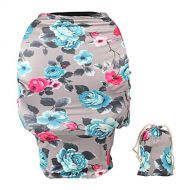 [아마존베스트]TUOKING Multi Colorful Patterned Nursing Cover Multi-Use Baby Car Seat Cover (Peony-Gray)