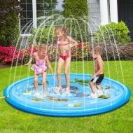 TUPARKA Upgraded Splash Pad Outdoor Sprinkler Mat Inflatable Water Toys， Summer Backyard Fun Water Toys for Children, Blue Ocean Large Splash Play Mat,68 inch/170cm