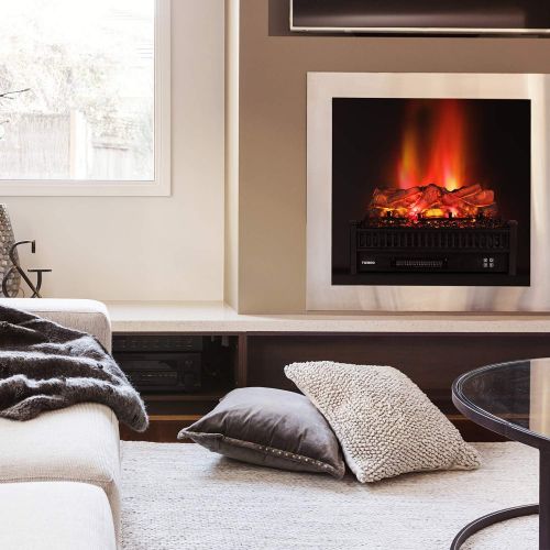 [아마존 핫딜] TURBRO Eternal Flame EF23-LG Electric Fireplace Logs Heater with Remote, Realistic Lemonwood Ember Bed Insert - Adjustable Flame Effect - Thermostat - CSA Certified - 23 1400W Blac