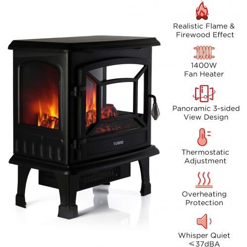  TURBRO Suburbs TS20 Electric Fireplace Heater, Freestanding Fireplace Stove with Realistic Dancing Flame Effect - CSA Certified - Overheating Safety Protection - Easy to Assemble -