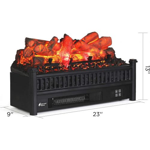  [아마존베스트]TURBRO Eternal Flame EF23-LG Electric Fireplace Logs, 23 Remote Control Fireplace Insert Log Heater, Realistic Lemonwood Ember Bed, Thermostat, Timer, 1400W Black