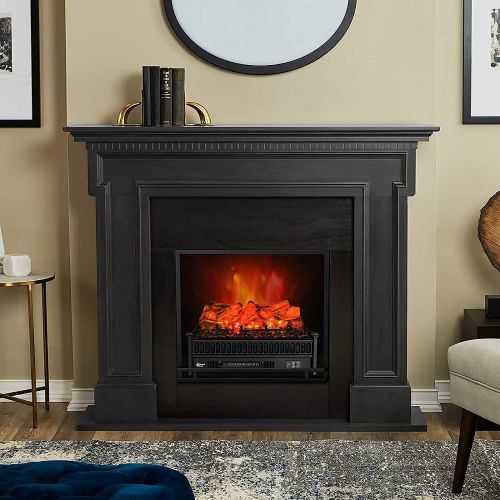  [아마존베스트]TURBRO Eternal Flame EF23-LG Electric Fireplace Logs, 23 Remote Control Fireplace Insert Log Heater, Realistic Lemonwood Ember Bed, Thermostat, Timer, 1400W Black