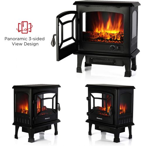  TURBRO Suburbs 20 Inches Infrared Electric Fireplace Stove, 1400W Freestanding Fireplace Heater with Overheating Safety Protection, Portable Indoor Space Heater