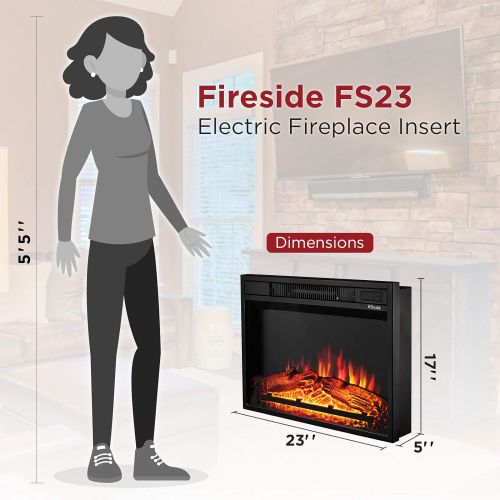  TURBRO Fireside FS23 Realistic Flames Electric Fireplace, Remote Control, 3 Adjustable Brightness Flames