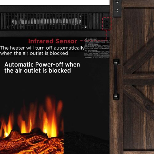  TURBRO Fireside FS23 Realistic Flames Electric Fireplace, Remote Control, 3 Adjustable Brightness Flames