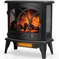 TURBRO Suburbs TS23-C Electric Fireplace Infrared Heater with Curved Door- Freestanding Fireplace Stove with Adjustable Flame Effects, Overheating Protection, Timer, Remote Control
