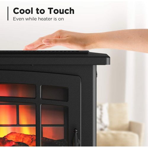  TURBRO Suburbs TS25 Electric Fireplace Infrared Heater - Freestanding Fireplace Stove with Adjustable Flame Effects, Overheating Protection, Timer, Remote Control - 25 1400W Black