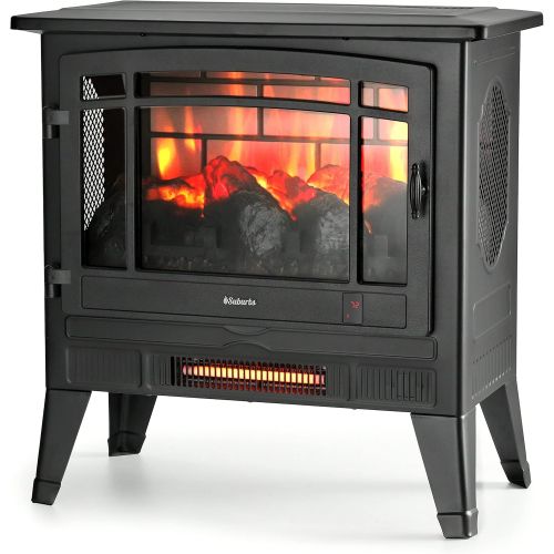  TURBRO Suburbs TS25 Electric Fireplace Infrared Heater - Freestanding Fireplace Stove with Adjustable Flame Effects, Overheating Protection, Timer, Remote Control - 25 1400W Black