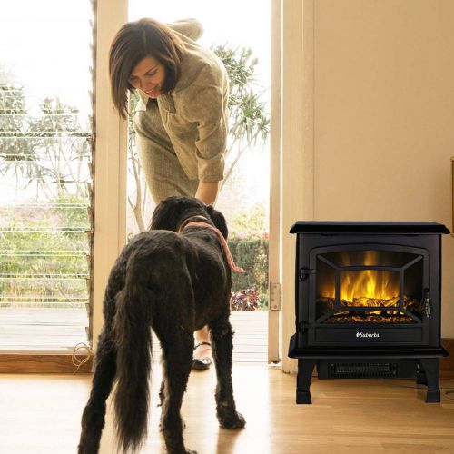  TURBRO Suburbs TS20 Electric Fireplace Infrared Heater, Freestanding Fireplace Stove with Realistic Dancing Flame Effect CSA Certified Overheating Safety Protection Easy to A