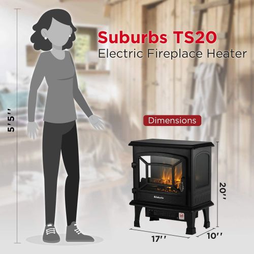  TURBRO Suburbs TS20 Electric Fireplace Infrared Heater, Freestanding Fireplace Stove with Realistic Dancing Flame Effect CSA Certified Overheating Safety Protection Easy to A