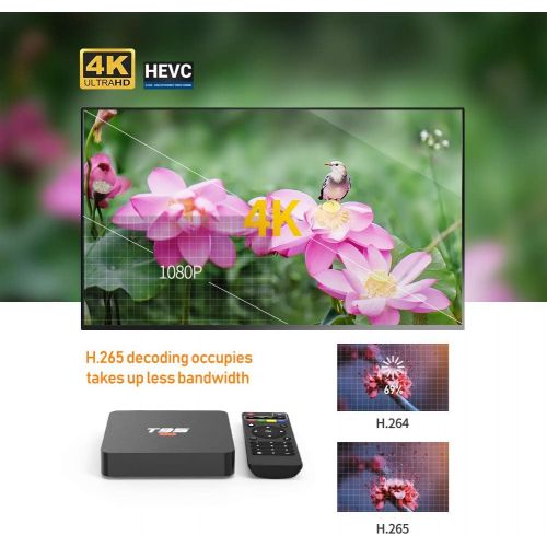  [아마존베스트]Android 10.0 TV Box, TUREWELL T95 Super TV Box Allwinner H3 Quad-Core 2GB RAM 16GB ROM Media Player Support 2.4GHz WiFi, 3D 4K H.265 Smart Android TV Box