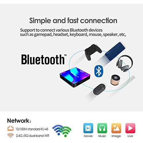  [아마존베스트]-Service-Informationen Android 10.0 TV Box, TUREWELL 4GB RAM 32GB ROM RK3318 Quad-Core 64bit Cortex-A53 Support 2.4/5.0GHz Dual Band WiFi BT4.0 3D 4K 1080P H.265 10/100M Ethernet HDMI2.0 Smart TV Box