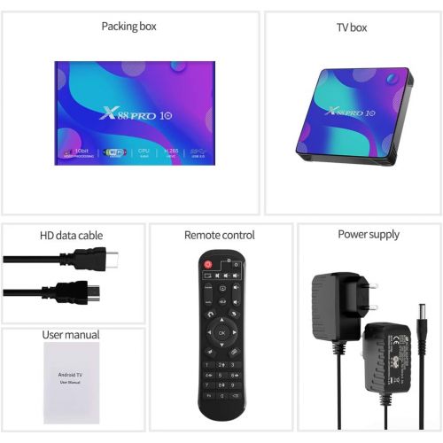  [아마존베스트]-Service-Informationen Android 10.0 TV Box, TUREWELL 4GB RAM 32GB ROM RK3318 Quad-Core 64bit Cortex-A53 Support 2.4/5.0GHz Dual Band WiFi BT4.0 3D 4K 1080P H.265 10/100M Ethernet HDMI2.0 Smart TV Box