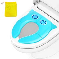 [아마존베스트]TURN RAISE Kids Travel Potty Seat,Foldable Potty Training Toilet Seat Covers with Carry Bag for Toddlers,Babies,Girls, Portable Non Slip Silicone Pads Safety Design (Blue)