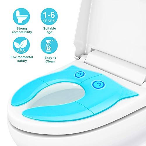  [아마존베스트]TURN RAISE Kids Travel Potty Seat,Foldable Potty Training Toilet Seat Covers with Carry Bag for Toddlers,Babies,Girls, Portable Non Slip Silicone Pads Safety Design (Blue)