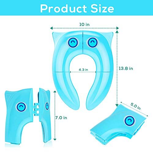  [아마존베스트]TURN RAISE Kids Travel Potty Seat,Foldable Potty Training Toilet Seat Covers with Carry Bag for Toddlers,Babies,Girls, Portable Non Slip Silicone Pads Safety Design (Blue)