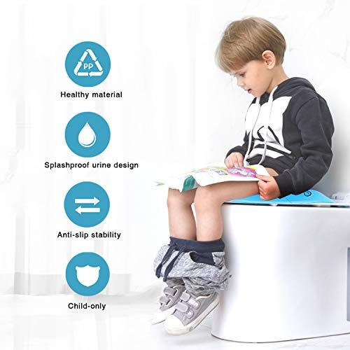  [아마존베스트]TURN RAISE Kids Travel Potty Seat,Foldable Potty Training Toilet Seat Covers with Carry Bag for Toddlers,Babies,Girls, Portable Non Slip Silicone Pads Safety Design (Blue)