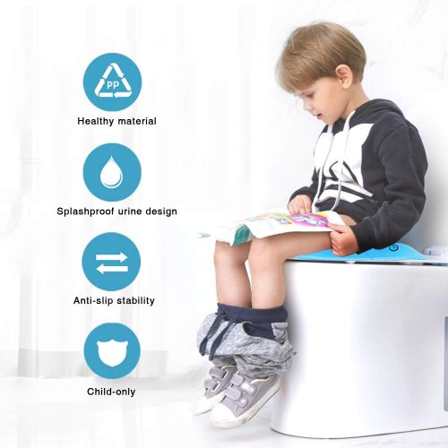  [아마존베스트]TURN RAISE Kids Travel Potty Seat,Foldable Potty Training Toilet Seat Covers with Carry Bag for Toddlers,Babies,Girls, Portable Non Slip Silicone Pads Safety Design (Blue)