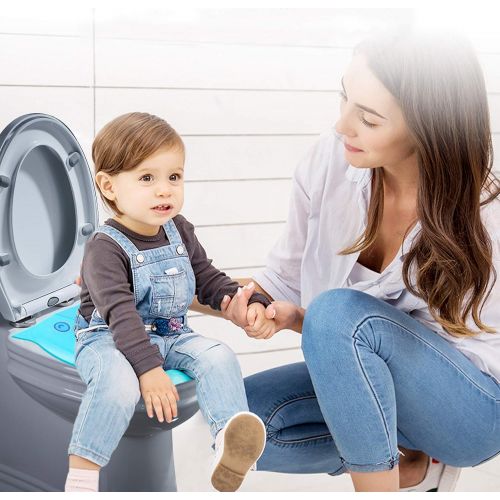  [아마존베스트]TURN RAISE Kids Travel Potty Seat,Foldable Potty Training Toilet Seat Covers with Carry Bag for Toddlers,Babies,Girls, Portable Non Slip Silicone Pads Safety Design (Blue)