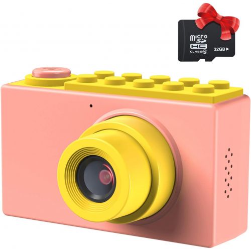  TURN RAISE Kids Digital Camera Mini 1.5 Inch Screen Childrens Camera with Memory Card (Pink)