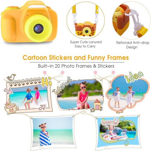  TURN RAISE Kids Digital Camera Mini 1.5 Inch Screen Childrens Camera with Memory Card (Pink)