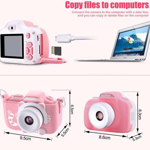  TURN RAISE Kids Digital Camera Mini 1.5 Inch Screen Childrens Camera with Memory Card (Pink)