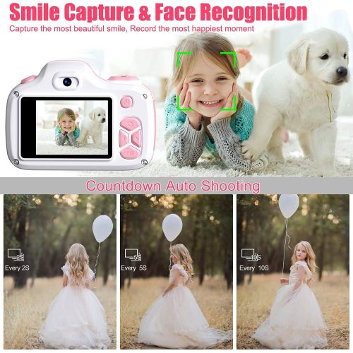  TURN RAISE Kids Digital Camera Mini 1.5 Inch Screen Childrens Camera with Memory Card (Pink)