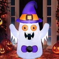 할로윈 용품TURNMEON 3.5 Foot Halloween Inflatables Blow Up White Ghosts Vampire with Witch Hat LED Lights 4 Stakes 2 Tethers 1 Weight Bag for Halloween Inflatables Outdoor Yard Decorations Ho