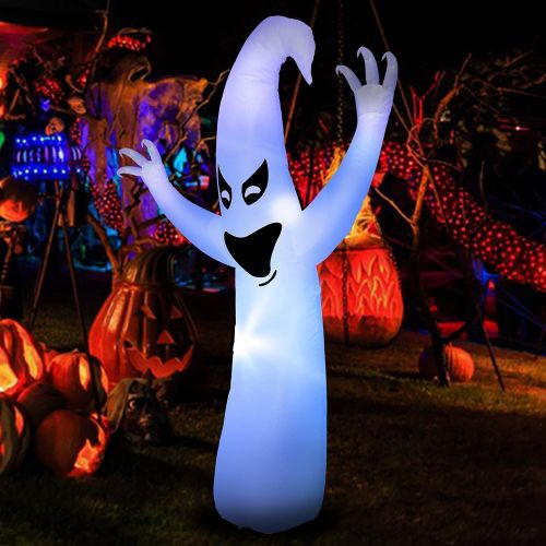  할로윈 용품TURNMEON 4 Foot Halloween Inflatable Scary Ghosts Decorations Blow Up with 4 Stakes 2 Tethers 1 Weight Bag Built-in LED Lights for Halloween Yard Decorations Indoor Outdoor Garden