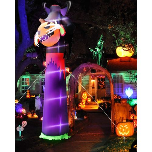  할로윈 용품TURNMEON 12Ft Halloween Inflatables Decor Blow Up Headless Ghost Pumpkin Grim Reaper LED Lighted Creepy Halloween Decoration Outdoor Yard Garden with Stakes Tethers