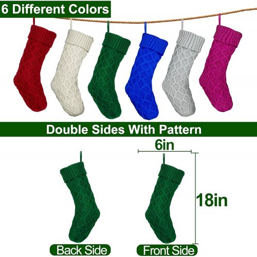  TURNMEON Large Christmas Stockings 6Pack -18 Inches Knitted Xmas Stockings Fireplace Hanging Stockings for Family Holiday Party Gifts Christmas Decorations Indoor Outdoor Home Chri