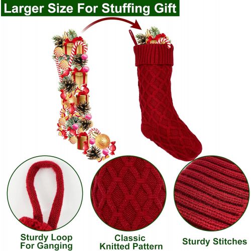  TURNMEON Large Christmas Stockings 6Pack -18 Inches Knitted Xmas Stockings Fireplace Hanging Stockings for Family Holiday Party Gifts Christmas Decorations Indoor Outdoor Home Chri