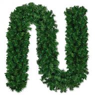 TURNMEON 9 Ft by 10 Inch Christmas Pine Garland Xmas Decoration, 280 Branches Artificial Greenery Garland for Holiday Christmas Decoration Outdoor Indoor Home Mantel Fireplace Stai