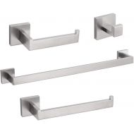 TURS Contemporary 4-Piece Bathroom Hardware Set Towel Hook Towel Bar Toilet Paper Holder Tower Holder, SUS 304 Stainless Steel Wall Mounted, Brushed