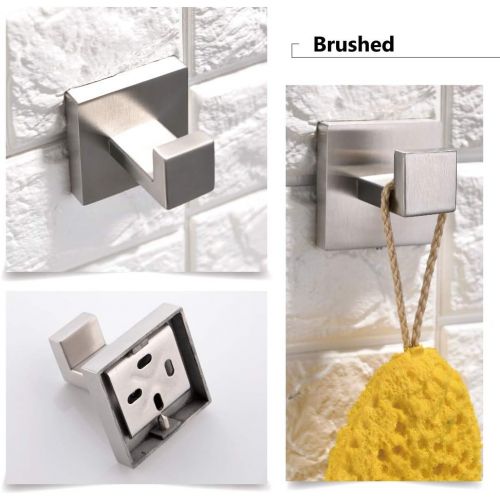  TURS Contemporary 4-Piece Bathroom Hardware Set Towel Hook Towel Bar Toilet Paper Holder Tower Holder, SUS 304 Stainless Steel Wall Mounted, Brushed