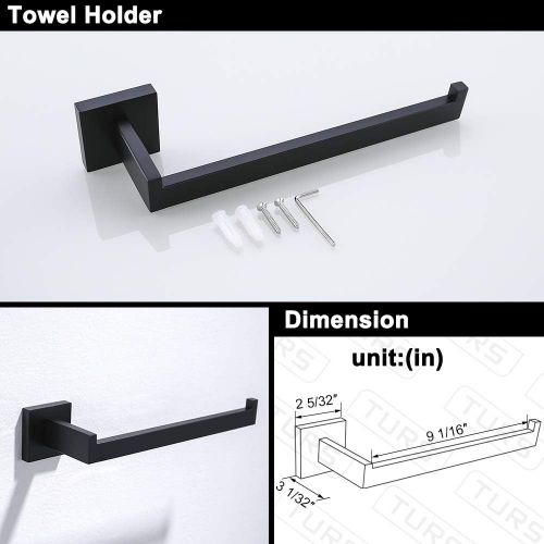  TURS Contemporary 4-Piece Bathroom Hardware Set Towel Hook Towel Bar Toilet Paper Holder Tower Holder, SUS 304 Stainless Steel Wall Mounted, Brushed