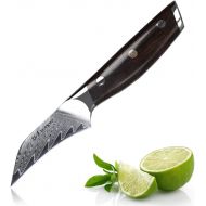 TURWHO Japanese Paring Knife 3.5 Inch - Professional Damascus Birds Beak Knives - VG-10 Steel