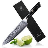 [아마존베스트]TURWHO Knife Block, 7-Piece Kitchen Knife Set, Damascus Steel Kitchen Knife Set with Wooden Block