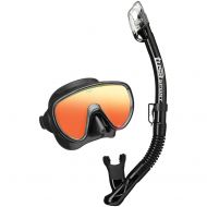 TUSA Sport Adult Serene Black Series Mirrored Mask and Dry Snorkel Combo