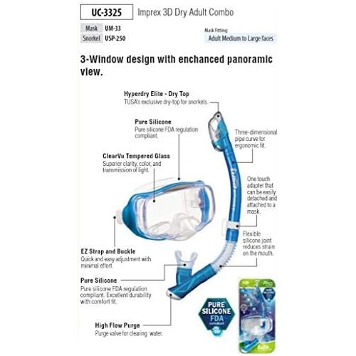  TUSA Sport Imprex 3D Dry Schnorchelset schnorchel-maske trocken schnorchel silikon, erwachsene