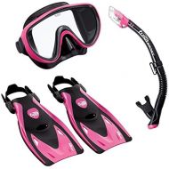 TUSA Sport Tusa damen tauch-set Serene Maske ventil-schnorchel kurzen flossen, schwarz pink, S