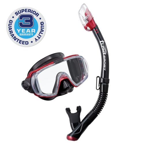  TUSA Sport Adult Visio Tri-Ex Black Series Mask and Dry Snorkel Combo