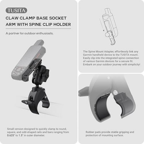  TUSITA Motorcycle ATV/UTV Mount Compatible with Garmin Handheld GPS - Claw Clamp Base