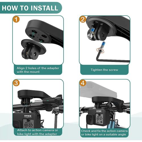  TUSITA [2-PACK] Bicycle Gopro Combo Mount Adapter Compatible with Garmin Edge GPS Mounts - Bike Headlight Holder Gopro Sport Action Camera Bracket(Not for Edge 1030 Flush Out Front